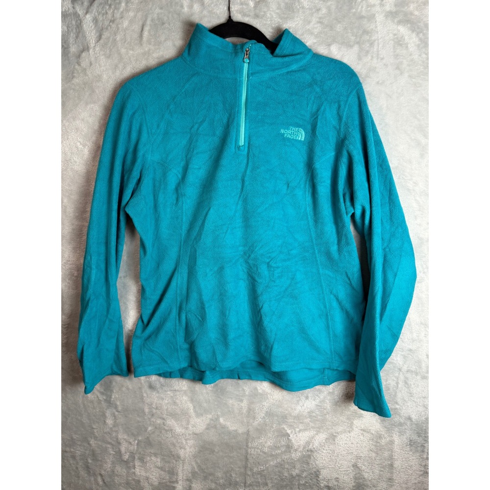 THE NORTH FACE Womens M Turquoise Fleece Quarter Zip Pullover Hiking Outdoor